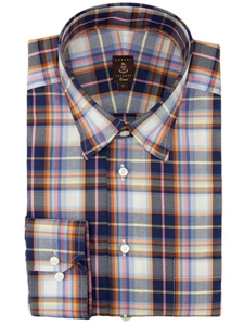 Robert Talbott Orange Windowpane Check Medium Spread Collar Estate Sutter Dress Shirt F6746T7U-51 - Spring 2015 Collection Dress Shirts | Sam's Tailoring Fine Men's Clothing
