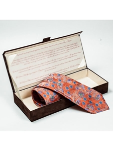 Robert Talbott Orange Red with Floral Design Seven Fold Tie RT7FT0006-OrangeRed - Spring 2014 Collection Ties and Neckwear | Sam's Tailoring Fine Men's Clothing