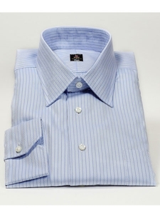 Robert Talbott Blue Striped Medium Spread Collar Herringbone Estate Dress Shirt F8670A3U-SAM6681 - Spring 2015 Collection Dress Shirts | Sam's Tailoring Fine Men's Clothing