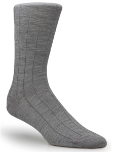 Light Grey Solid Rib Wool Sock TA1108C7-01 - Robert Talbott Socks Footwear | Sam's Tailoring Fine Men's Clothing