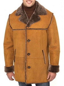 Aston Leather Suede Gold Denver Shearling Coat M5410 - Shearling Jackets and Coats | Sam's Tailoring Fine Men's Clothing