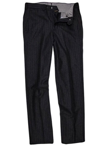 Robert Talbott Charcoal Classic Trouser Striped Flannel TF3VB003-01 - Spring 2015 Collection Trousers | Sam's Tailoring Fine Men's Clothing