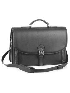 Aston Leather Black Briefcase with Front Gusseted Pocket 215-BC - Spring 2016 Collection Business and Travel Essentials | Sam's Tailoring Fine Men's Clothing