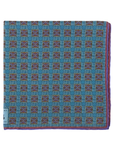 Robert Talbott Teal RT Pocket Square 16½ Inches 30268-02 - Spring 2015 Collection Pocket Squares | Sam's Tailoring Fine Men's Clothing