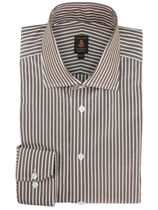 Robert Talbott Brown Stripe Wide Spread Collar Trim RT Sutter Dress Shirt 9113EB3V-02 - Fall 2014 Collection Dress Trim Shirts | Sam's Tailoring Fine Men's Clothing