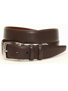 Torino Leather X-Long Pebble Grained Calfskin Belt - Brown 54201X - Big and Tall Belt Collection | Sam's Tailoring Fine Men's Clothing