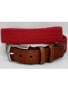 Torino Leather Italian Woven Cotton Elastic Belt - Red 69505 - Resort Casual Belts | Sam's Tailoring Fine Men's Clothing