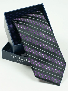Ted Baker Black with Striped Pattern Silk Tie SAMSTAILOR-5293 - Fall 2014 Collection Ties | Sam's Tailoring Fine Men's Clothing