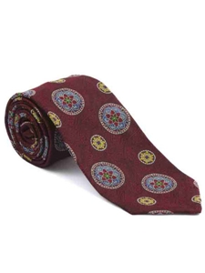 Robert Talbott Red with Floral Medallion Design Arcimboldo Jacquard Seven Fold Tie 51742M0-02 - Fall 2014 Collection Ties and Neckwear | Sam's Tailoring Fine Men's Clothing