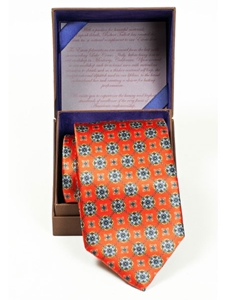 Robert Talbott Orange Red with Lutos Floral Design Estate Tie SAM-5475 - Spring 2015 Collection Estate Ties | Sam's Tailoring Fine Men's Clothing