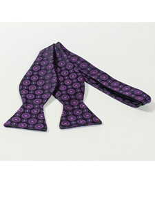 Ted Baker Black with Medium Orchid Circle Royal Design Silk Bow Tie SAMSTAILORING-38 - Spring 2015 Collection Bow Ties | Sam's Tailoring Fine Men's Clothing