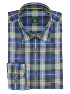 Robert Talbott Slate Anderson Windowpane Check Wide Spread Collar Classic Fit Sport Shirt LUM4400C-01 - Sport Shirts | Sam's Tailoring Fine Men's Clothing