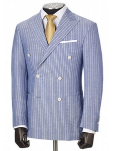 Hickey Freeman Blue Wool Linen Silk Double Breasted Suit 51305010HS23 - Spring 2015 Collection Suits | Sam's Tailoring Fine Men's Clothing