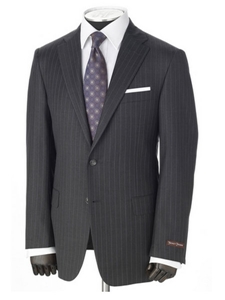 Hickey Freeman Charcoal with Mauve Stripe Tasmanian Suit 45303011B003 - Spring 2015 Collection Suits | Sam's Tailoring Fine Men's Clothing
