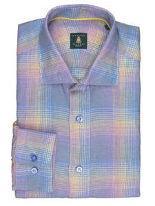 Robert Talbott Pale Blue with Plaid Check Design Wide Spread Collar Anderson Sport Shirt LUM15S26-02 - Spring 2015 Collection Sport Shirts | Sam's Tailoring Fine Men's Clothing