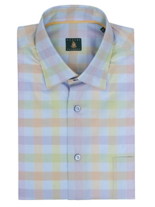 Celeste with Check Design Medium Spread Collar Anderson Sport Shirt LUM15S14-03 - Robert Talbott Sport Shirts | Sam's Tailoring Fine Men's Clothing