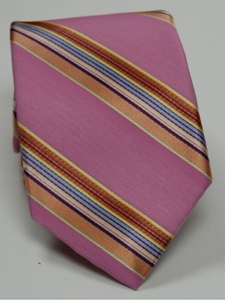 Robert Talbott Dark Pink with Multi Color Stripes Design Best Of Class Tie - Spring 2015 Collection Best Of Class Ties | Sam's Tailoring Fine Men's Clothing