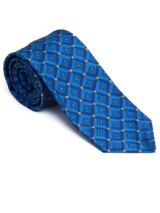 Robert Talbott Blue with Geometric Design Pebble Beach Silk Seven Fold Tie 51901M0-05 - Fall 2015 Collection Seven Fold Ties | Sam's Tailoring Fine Men's Clothing