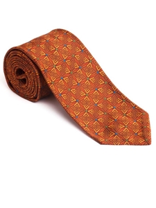 Robert Talbott Orange with Floral Geometric Design Pebble Beach Silk Seven Fold Tie 51896M0-01 - Fall 2015 Collection Seven Fold Ties | Sam's Tailoring Fine Men's Clothing