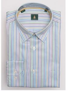 Robert Talbott Multi Color Stripes Medium Spread Collar Cotton Classic Fit Anderson Sport Shirt LUM450II-03 - Sport Shirts | Sam's Tailoring Fine Men's Clothing