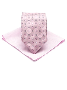 Robert Talbott Pink Combo Best of Class Tie and Pocket Square 19907-05 - Fathers Day Gift Set Collection | Sam's Tailoring Fine Men's Clothing