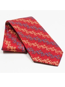 Jhane Barnes Red Orange with Lightning Stripes Design Silk Tie JLPJBT0020 - Ties or Neckwear | Sam's Tailoring Fine Men's Clothing