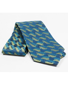 Jhane Barnes Blue with Leafy Design Silk Tie JLPJBT0027 - Ties or Neckwear | Sam's Tailoring Fine Men's Clothing