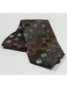 Jhane Barnes Forest Green with Geometric Design Silk Tie JLPJBT0073 - Ties or Neckwear | Sam's Tailoring Fine Men's Clothing