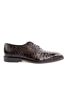 Belvedere Brown Onesto II Genuine Ostrich and Crocodile Combination Leather Shoes 1419 - Belvedere Leather Shoes | Sam's Tailoring Fine Men's Clothing