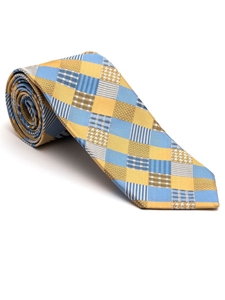 Robert Talbott Yellow with Blue Patchwork Jacquard Best of Class Tie 53391E0-03 - Fall 2015 Collection Best Of Class Ties | Sam's Tailoring Fine Men's Clothing
