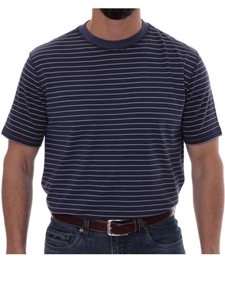 Robert Talbott Navy Stripe Turner Peached Jersey T-Shirt PK401-08 - Spring 2016 Collection Polo | Sam's Tailoring Fine Men's Clothing