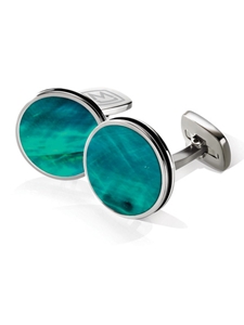 Teal Angel Wing Bordered Round Cufflinks | M-Clip New Cufflinks Collection 2016 | Sams Tailoring