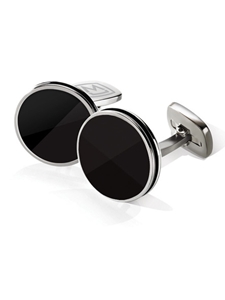 Black Enamel Bordered Round Cufflink | M-Clip New Cufflinks Collection 2016 | Sams Tailoring