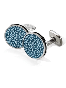 Bayside Blue Stingray Bordered Round Cufflink | M-Clip New Cufflinks Collection 2016 | Sams Tailoring