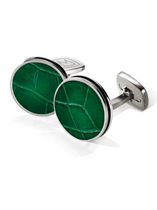 Dark Green Alligator Bordered Round Cufflink | M-Clip New Cufflinks Collection 2016 | Sams Tailoring