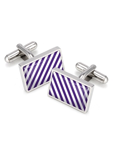 Purple & White Team Stripes Inlay Cufflink | M-Clip   Cufflinks Collection 2016 | Sams Tailoring