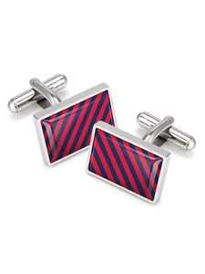 Dark Blue & Red Team Stripes Inlay Cufflink | M-Clip New Cufflinks Collection 2016 | Sams Tailoring