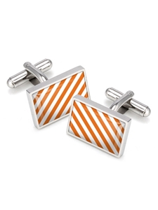 Dark Orange & White Team Stripes Inlay Cufflink   | M-Clip Cufflink Collection 2016 | Sams Tailoring