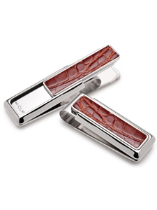 Monterey Rhodium Cognac Alligator Money Clip | M-Clip New Money Clip | Sams Tailoring