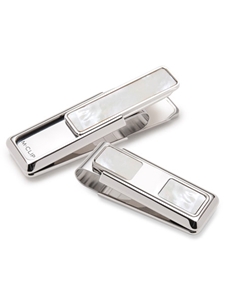 Mother of Pearl White 2 Pocket Money Clip | M-Clip New Money Clip | Sams Tailoring