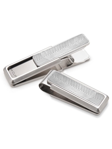 Stainless Brushed With Etched Chevron Money Clip  | M-Clip New Money Clip | Sams Tailoring