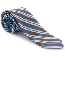 Robert Talbott Brown with Blue and Sky Stripe Welch Margetson Best of Class Tie 58961E0-03 - Spring 2016 Collection Best Of Class Ties | Sam's Tailoring Fine Men's Clothing