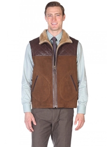 Suede Castano Norwich Shearling Vest | Aston leather Shearling Vest 2016 | Sams Tailoring