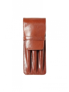 Cognac Three Pen Leather Case | Aston Leather Men's Collection | Sams Tailoring