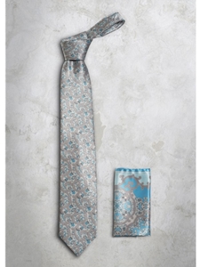 Light Blue And Green Floral Pattern Tie and Handkerchief Combination SS16 | Italo Ferretti Spring Summer Collection | Sam's Tailoring