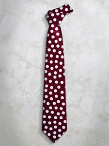 Large White Polka Dots Precious Silk Tie | Italo Ferretti Super Class Collection | Sam's Tailoring