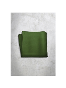 Olive Green Silk Satin Men's Handkerchief | Italo Ferretti Super Class Collection | Sam's Tailoring