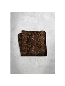 Brown Paisley Design Silk Satin Men's Handkerchief  | Italo Ferretti Super Class Collection | Sam's Tailoring