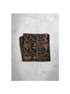 Blue Paisley Design Silk Satin Men's Handkerchief  | Italo Ferretti Super Class Collection | Sam's Tailoring