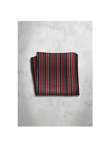 Black & Red Stripe Design Silk Satin Men's Handkerchief  | Italo Ferretti Super Class Collection | Sam's Tailoring